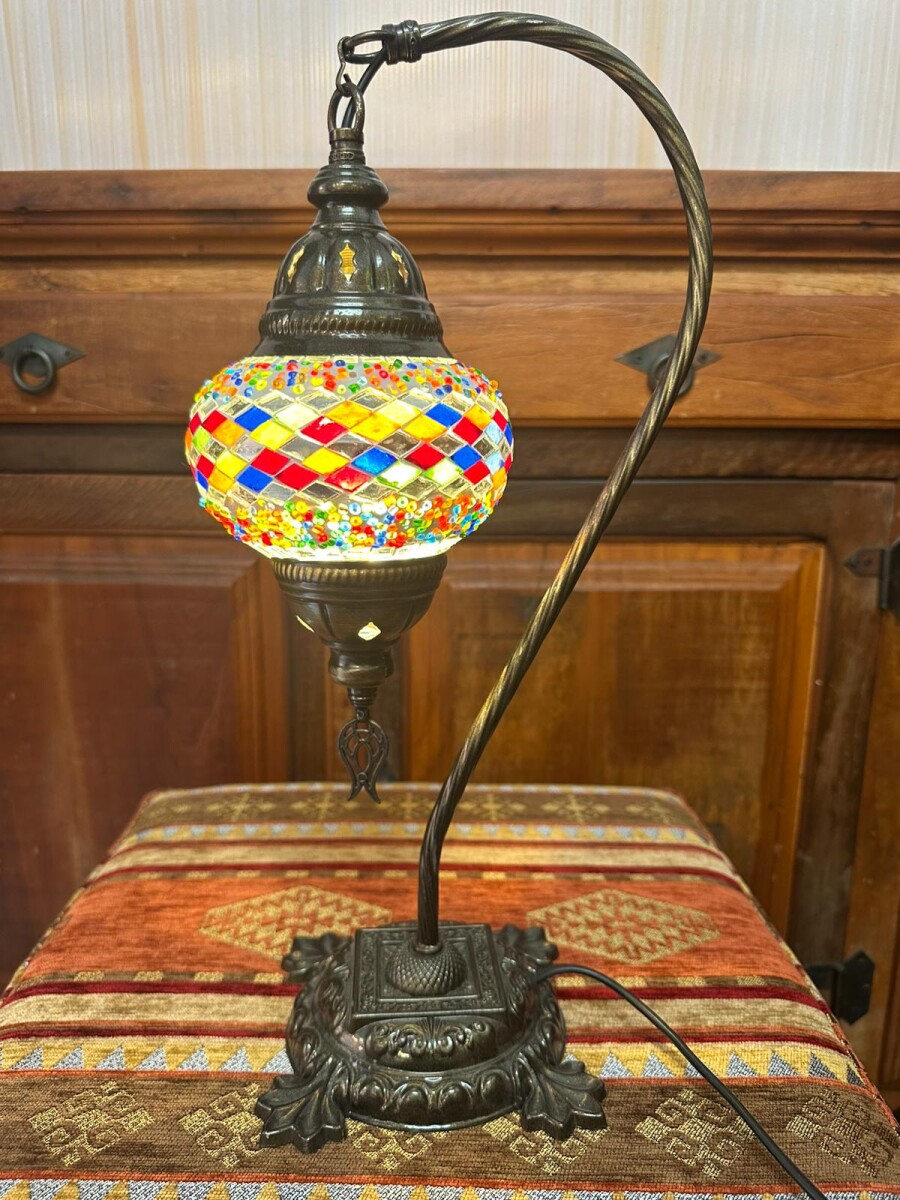 Lámpara vitraux de mesa cuello de cisne multicolor TM12 - Modelo 3 