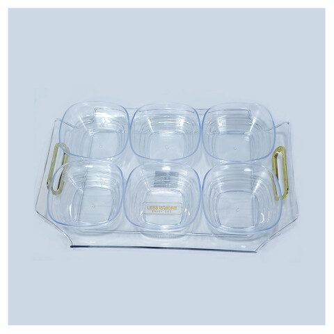 Set de salseras copetineros x6 c/bandeja de acrílico Set De Salseras Copetineros X6 C/bandeja De Acrílico