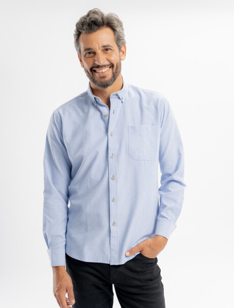 Camisa m/l oxford lisa azul