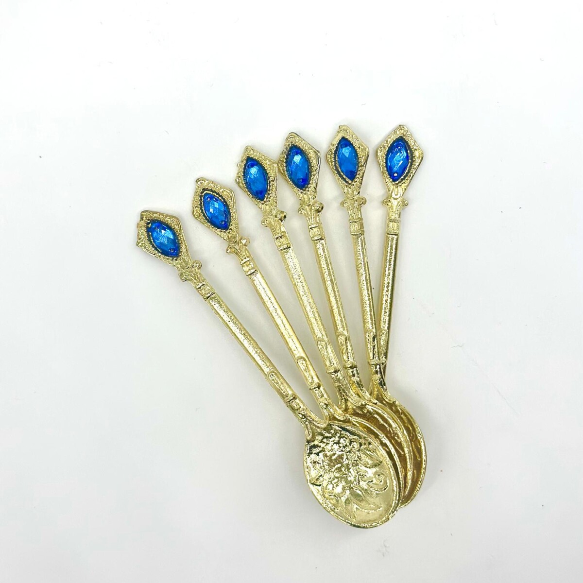 Set de cucharitas piedra doradas - Azul 
