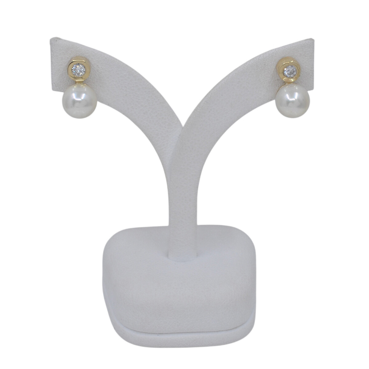 Caravanas oro 18k brillantes y perlas de cultivo 7,5mm 