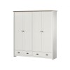 Ropero 4 puertas 2 cajones - Madera maciza - Linea Colonial Blanco