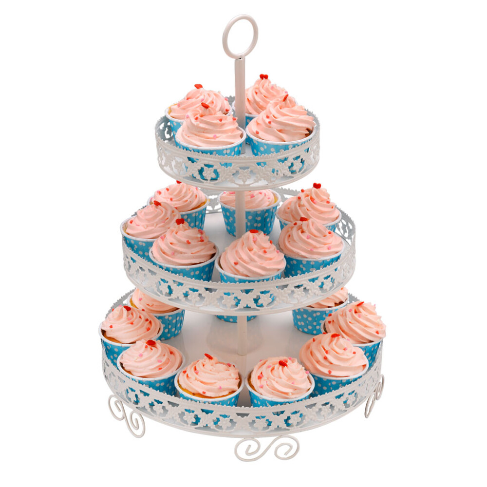 Soporte para Cupcakes y Masas de Metal Blanco con 3 Niveles – Selecta SOPORTE PARA CUPCAKES METAL BLANCO