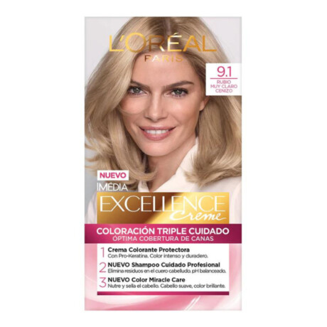 Tinta L'Oréal Paris Excellence Creme N°9.1 Rubio Claro Cenizo Tinta L'Oréal Paris Excellence Creme N°9.1 Rubio Claro Cenizo