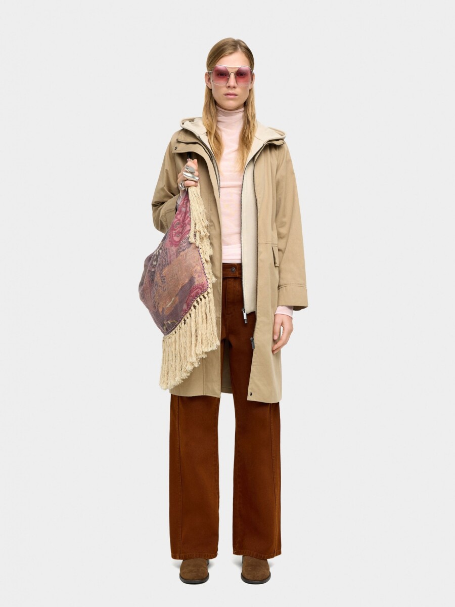 Parka De Algodón Con Capucha Desmontable beige