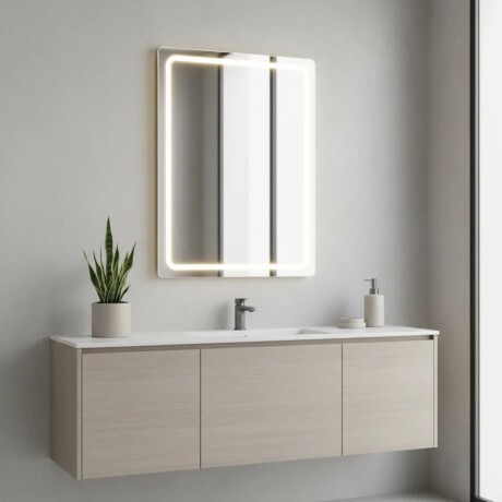 Espejo Vertical Lumax Suleban c/marco y luz 90x70cm Blanco