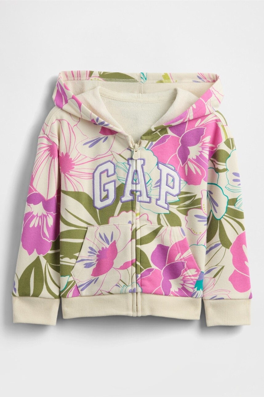 Buzo Canguro Con Cierre Logo S/Felpa Toddler Niña Tropical Floral