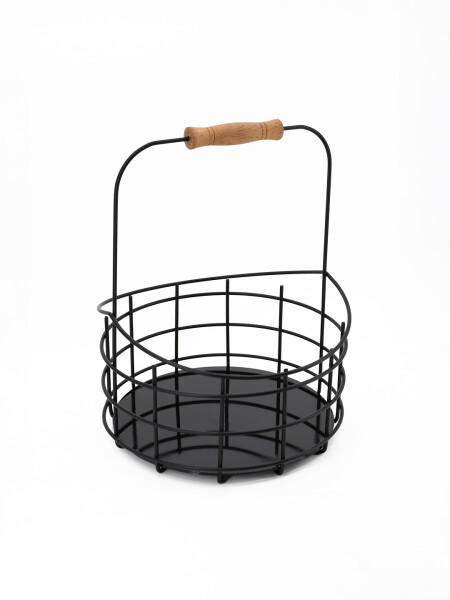 FRUTERO METAL CON ASA DE BAMBOO NEGRO