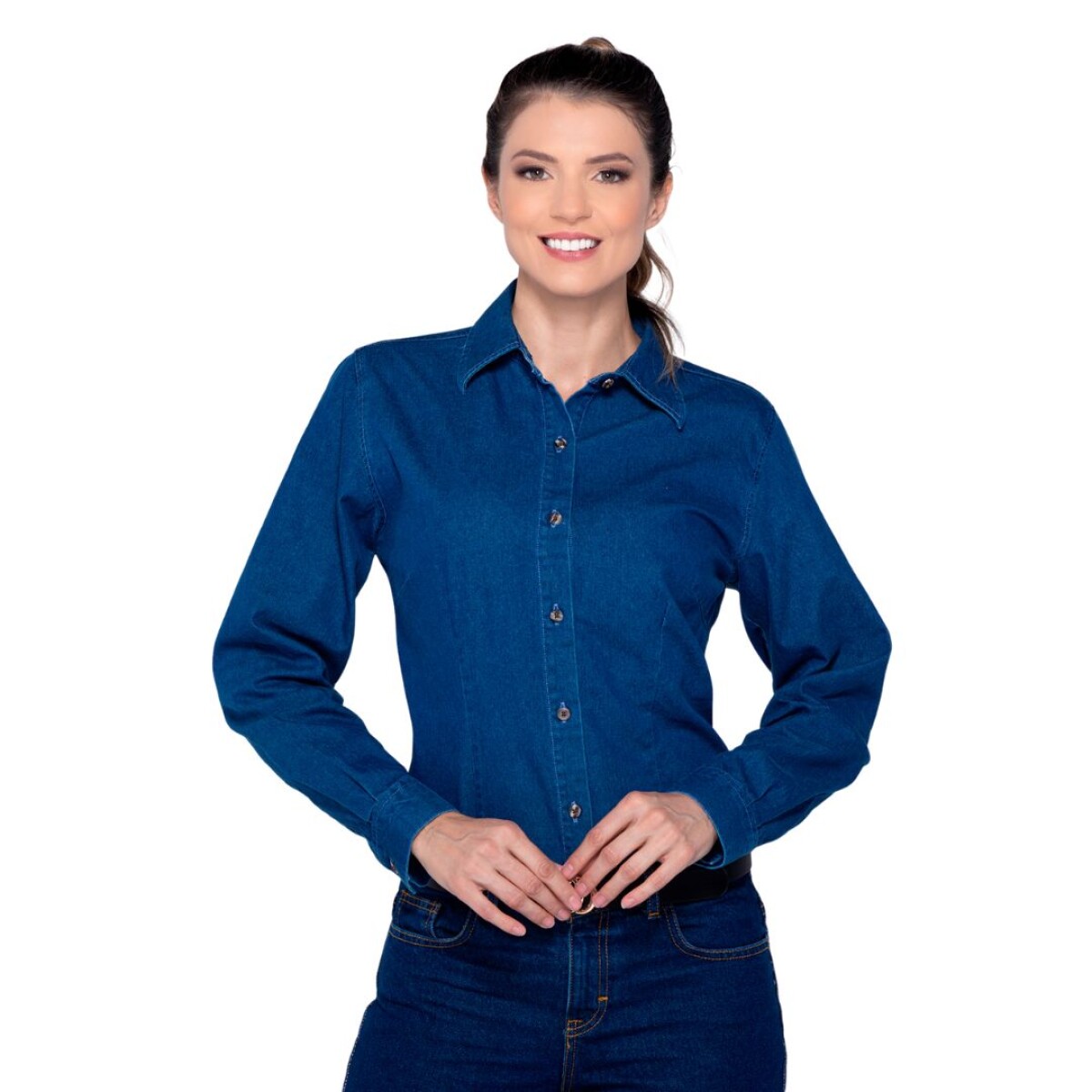 Camisa de jean manga larga dama 