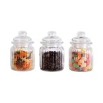 SET X3 RECIPIENTES D8xH12.5CM 300ML VIDRIO C/TAPA SET X3 RECIPIENTES D8xH12.5CM 300ML VIDRIO C/TAPA