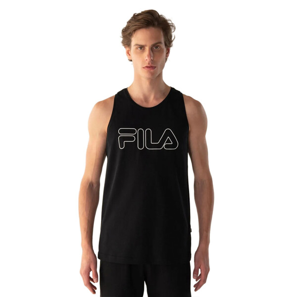FILA Musculosa Letter Outline para Hombre - Negro/Blanco Negro-Blanco