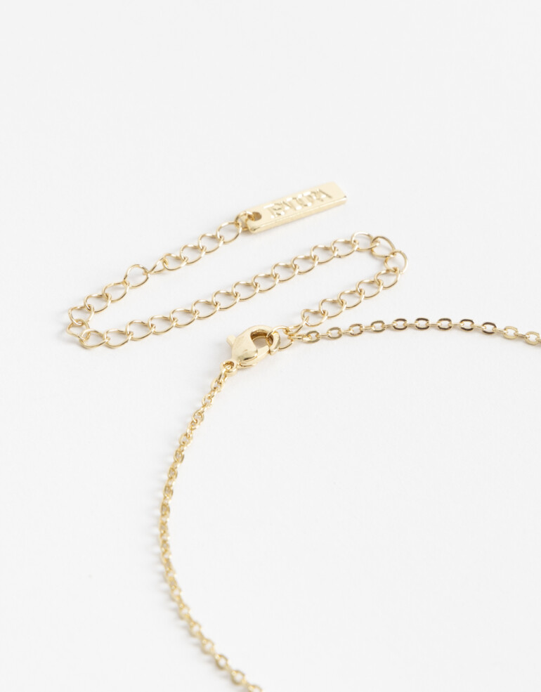 Collares Cortos Cubic zirconia Collar Con Dije De La Línea Delicates. - Dorado