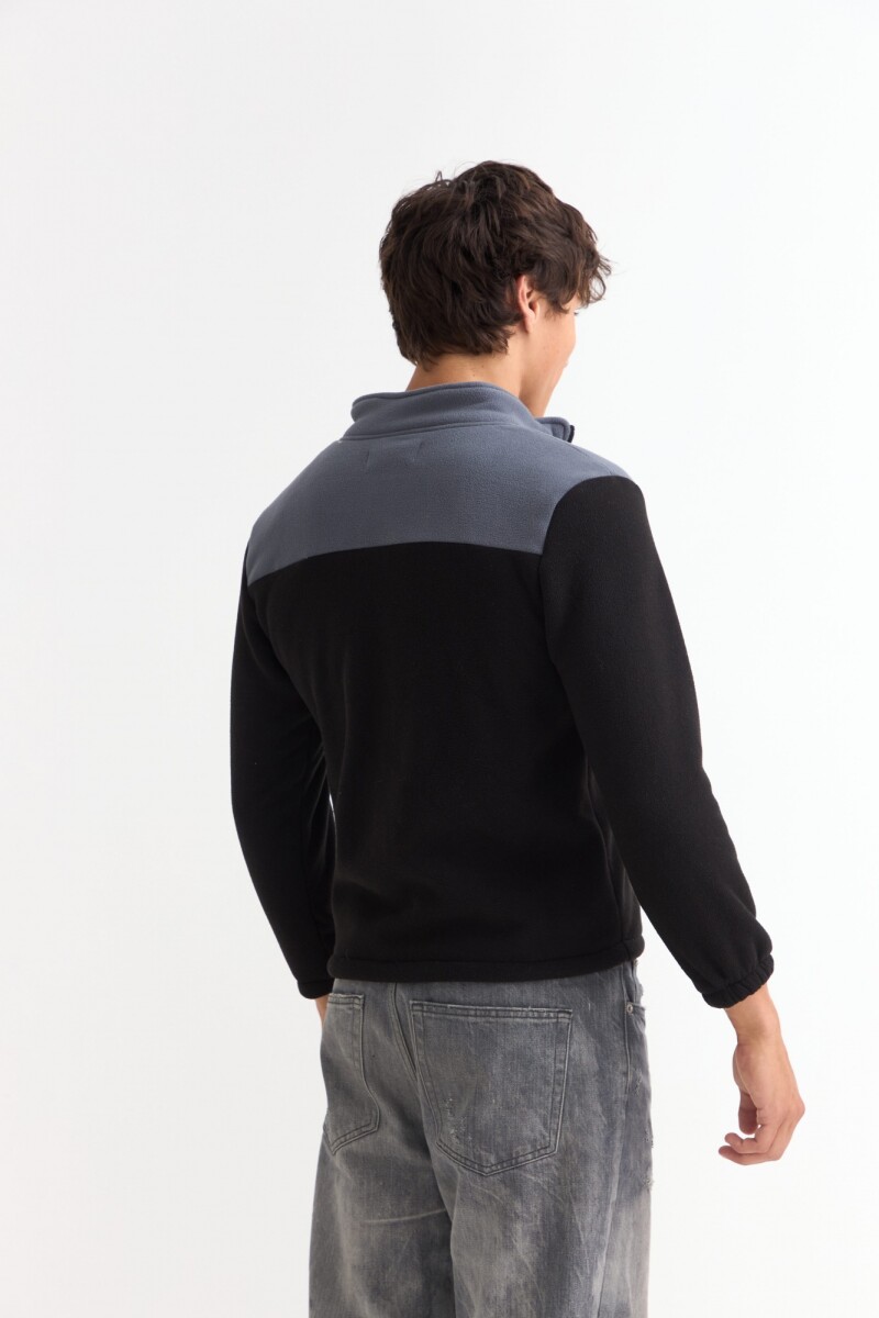 Campera de polar con corderito NEGRO