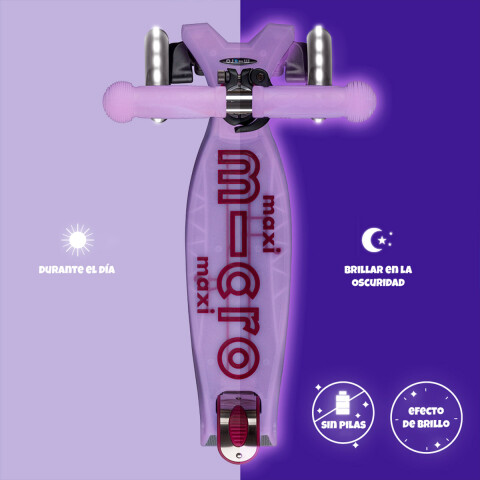 Monopatín Micro Maxi Glow LED Ajustable con 3 Ruedas PURPURA