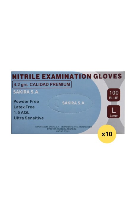 Guantes de nitrilo Sakira 4.2 grs (premium) x 100 unidades OFERTA CAJA CERRADA X 10 Azul