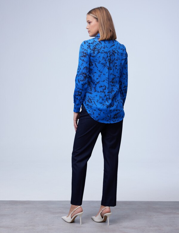 Camisa Flower Print NEGRO/AZUL