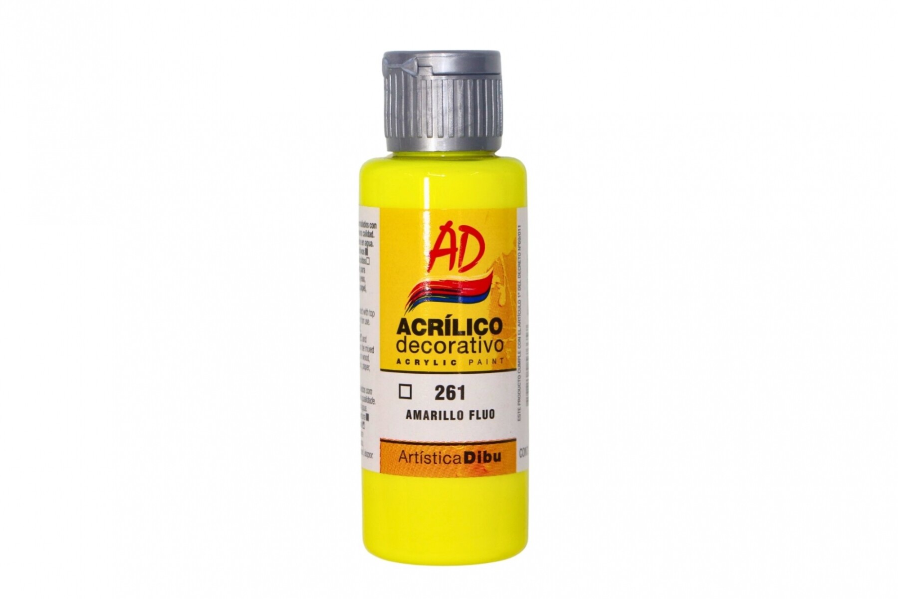 PINTURA ACRILICA ARTISTICA DIBU 60 ML. DIFERENTES COLORES - COLOR AMARILLO FLUO 261 