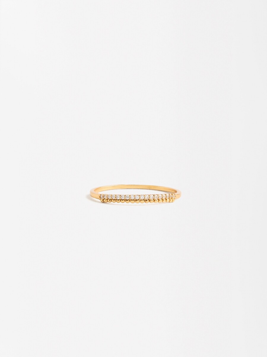 Anillo Fino Con Circonitas - Plata De Ley 925 dorado