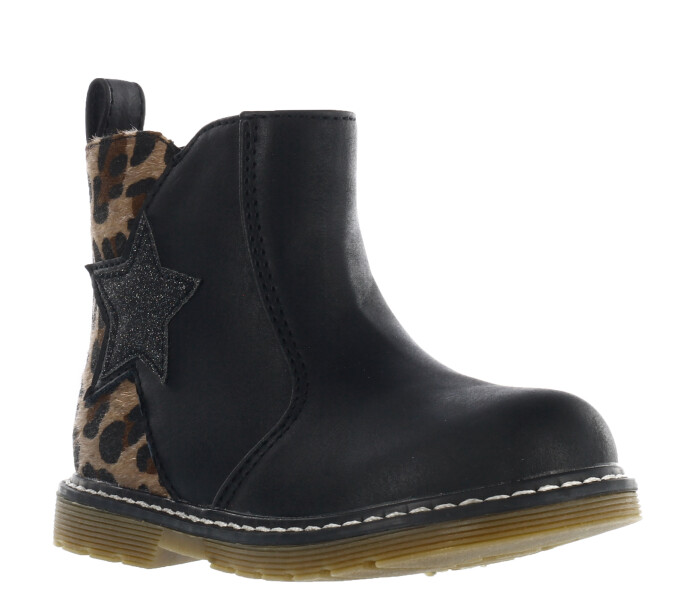 Bota TOTI con detalle de estrella y animal print Black