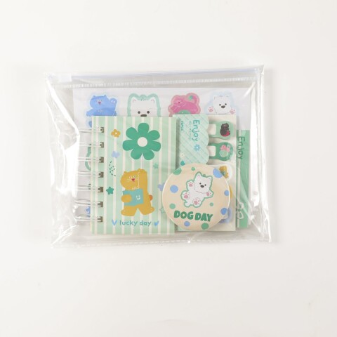 SET DE PAPELERÍA 5 PIEZAS CON CARTUCHERA PVC (DUODUO & MIMI / VERDE) SET DE PAPELERÍA 5 PIEZAS CON CARTUCHERA PVC (DUODUO & MIMI / VERDE)