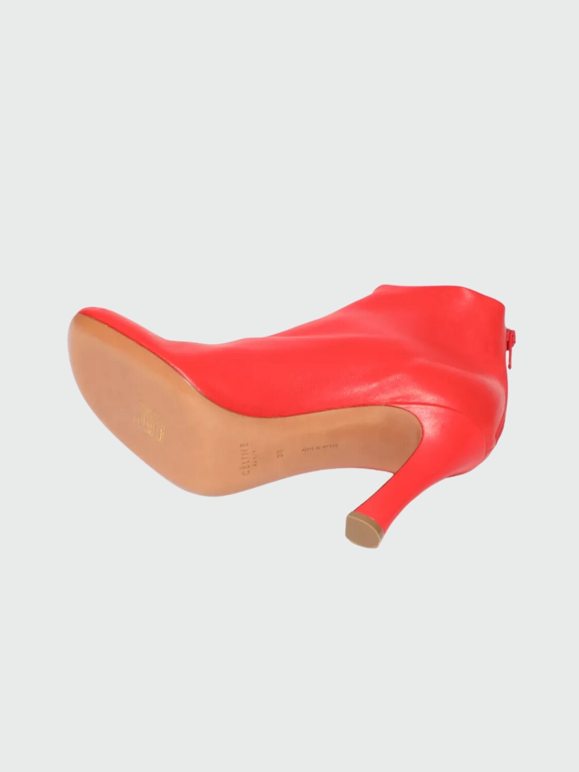 Celine- Botines de cuero con punta redondeada Terracota