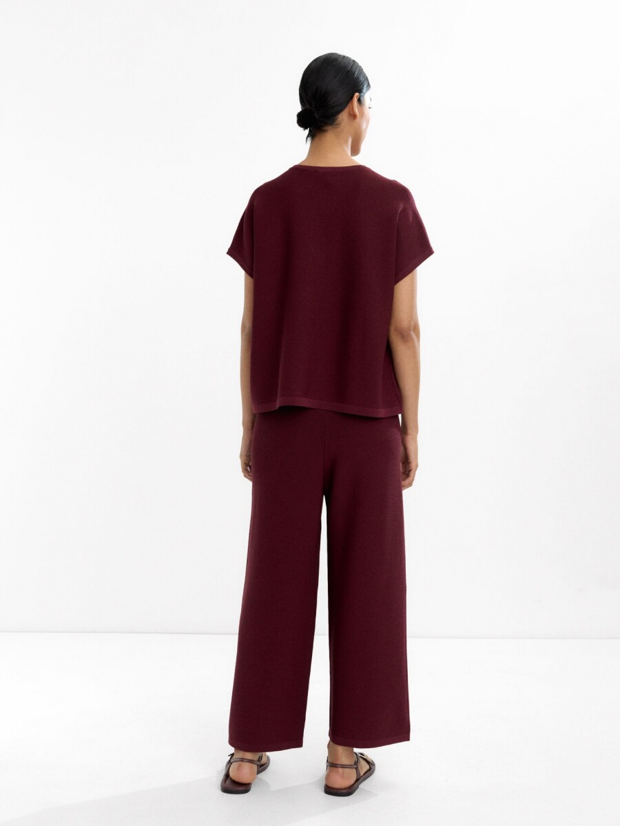 Pantalón De Punto Con Cordón Ajustable burdeos