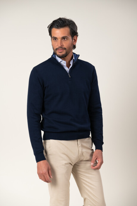 Sweater medio cierre algodón Azul Marino