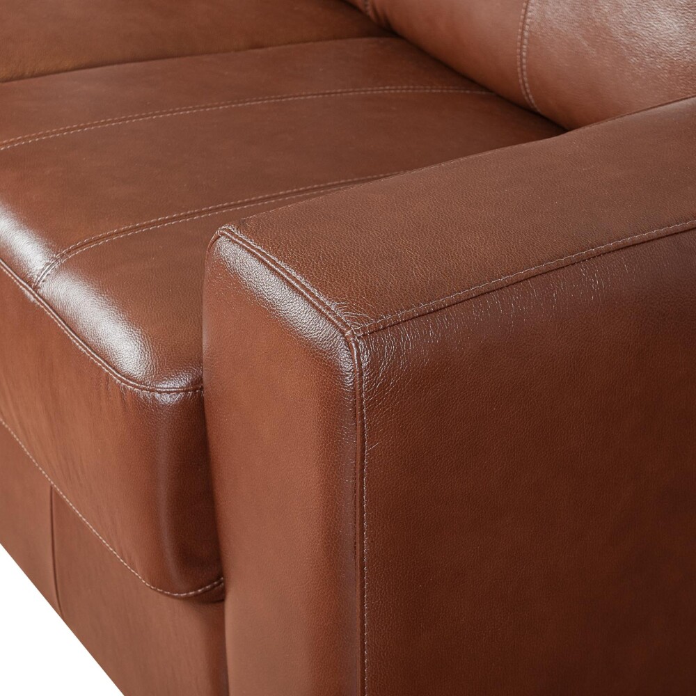 SOFA C/CHAISE MÁS DE 4 CUERPOS CUERO-100-NATURAL MARRON TEXAS CARAMELO