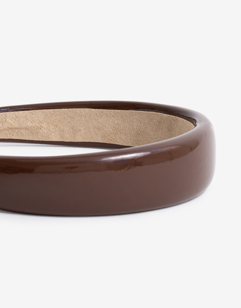 Vinchas Rígidas Liso Vincha Recta De Vinilo. - Marron Chocolate