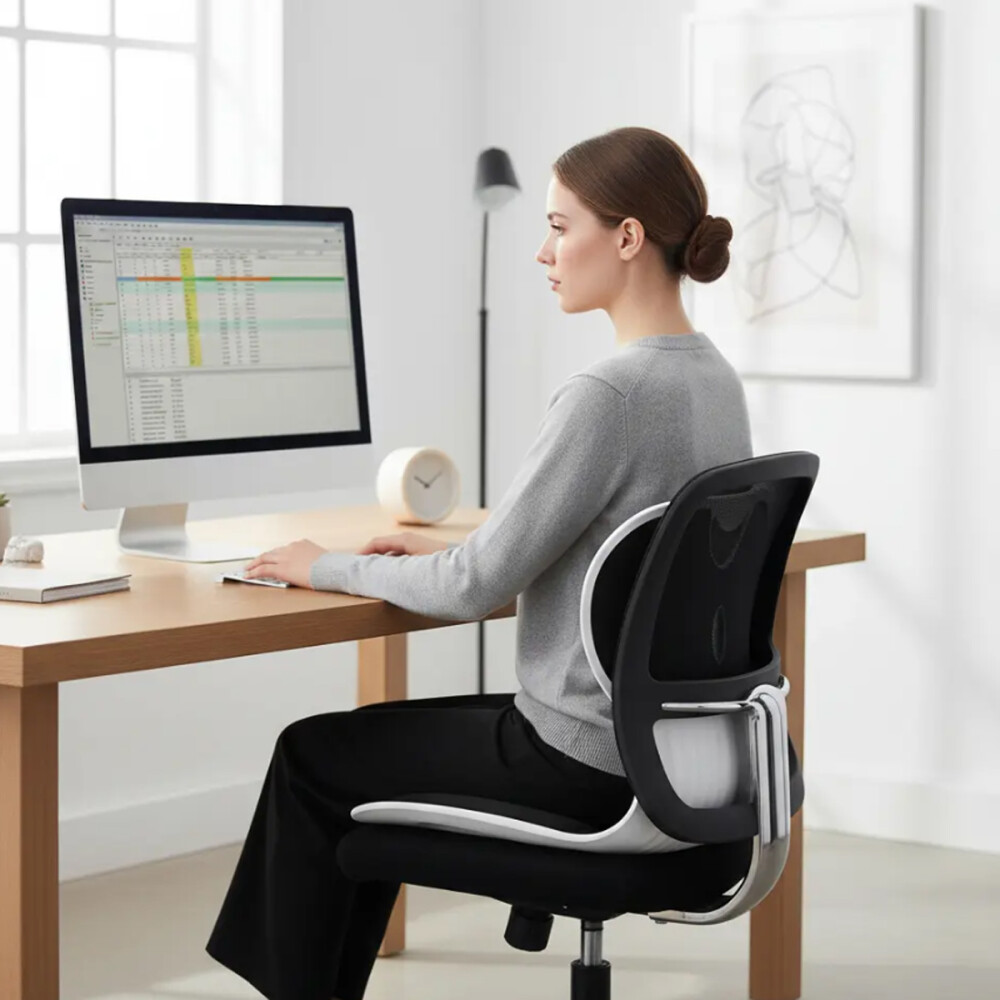 Respaldo Lumbar Corrector De Postura Espaldar Ergonómico Negro