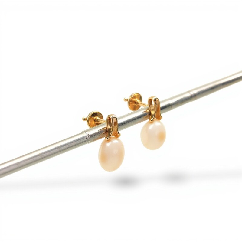 Caravanas Perlas Colgante - Oro bajo - Perla de río - CA8244 conperla
