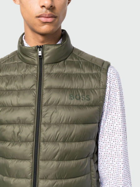 BOSS - Chaleco plegable con logotipo Tonal Verde