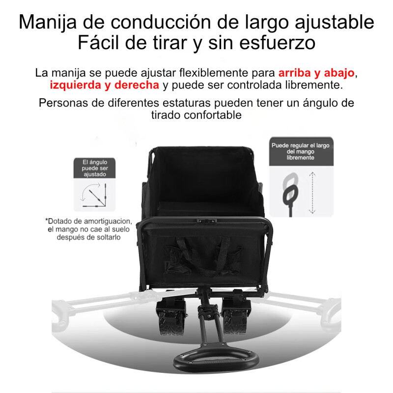 Carro Plegable Multiuso Playa Jardín Camping Carga 150 Kgr Negro