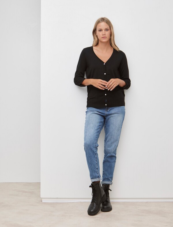 Cardigan Botones Nacarados NEGRO