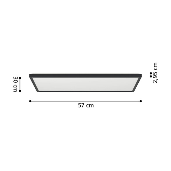 Plafón negro IP44 LED 17,2W 3 tonos 58X31cm ROVITO EG3620