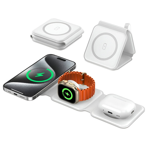 Cargador Magnético Portátil Plegable 3 En 1 Tipo Usb C 15W Cargador Magnético Portátil Plegable 3 En 1 Tipo Usb C 15W