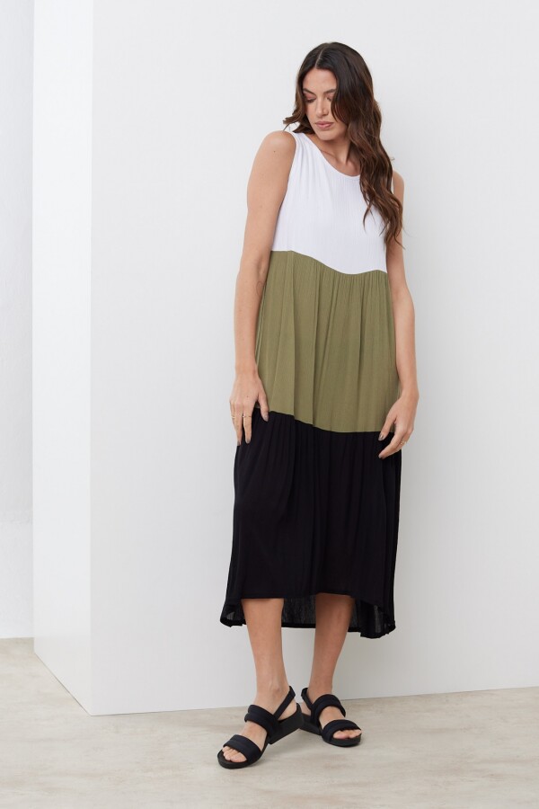 Vestido Colorblock OLIVA/MULTI