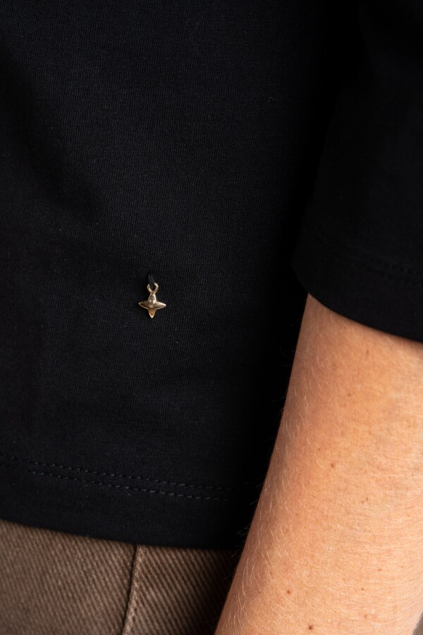 Remera Manga 3/4 Algodón Elastano Negro