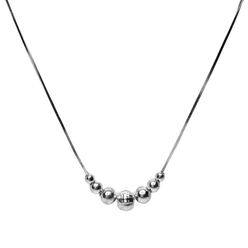CONJUNTO CADENA Y ESFERAS DE PLATA L9dg-037-n-x2