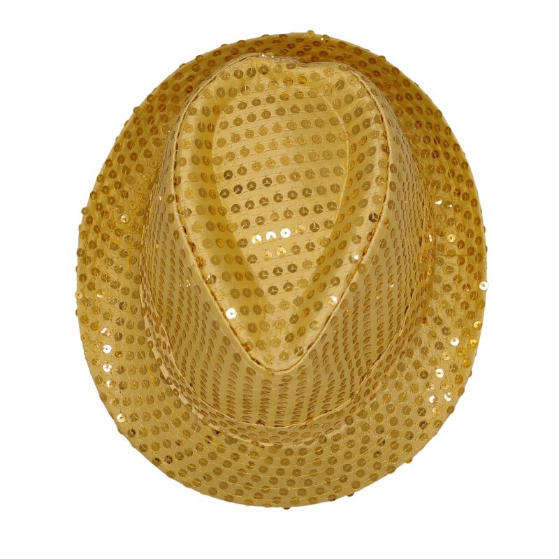 Sombrero Tipo Tango Lentejuelas con Luz Amarillo