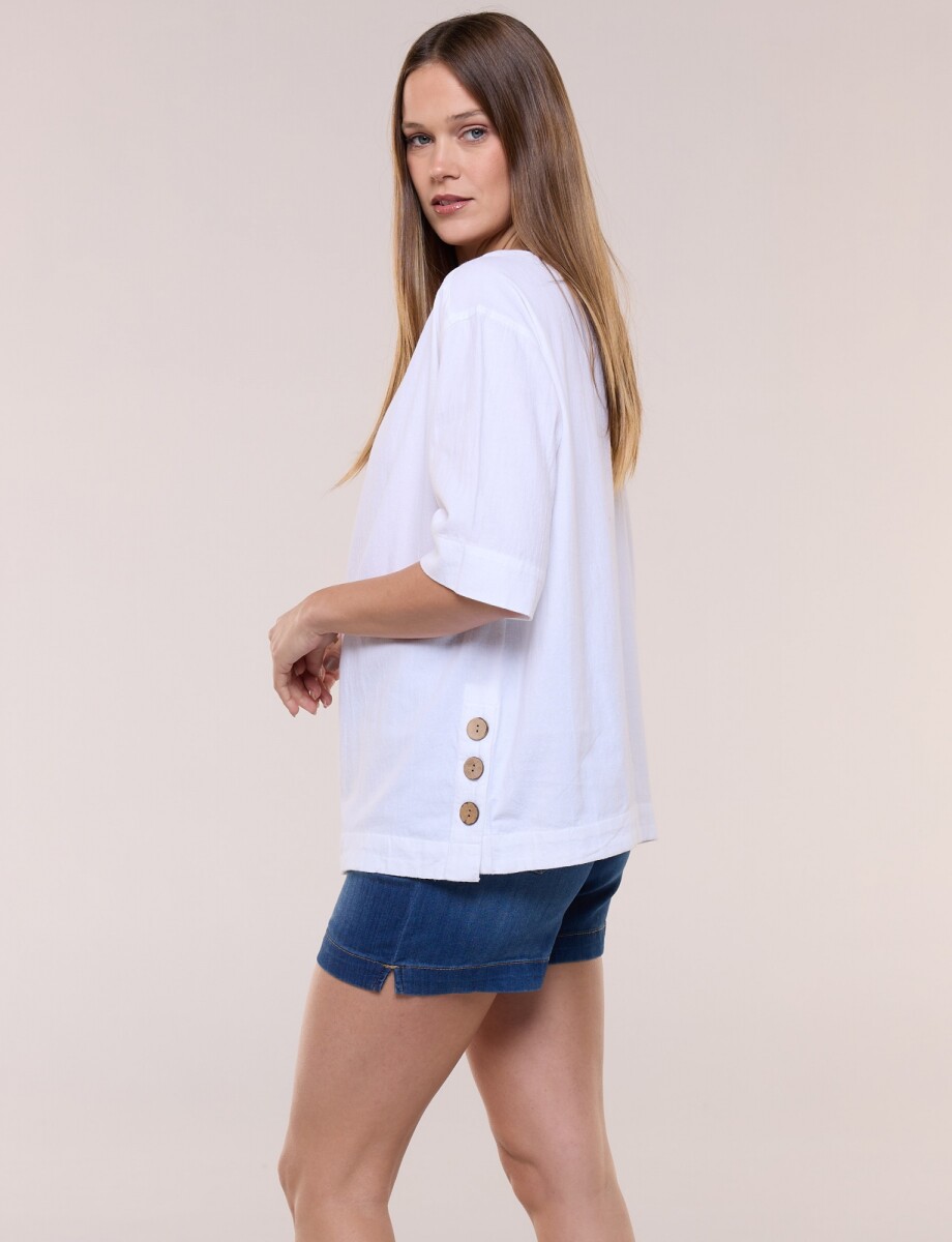 Blusa Algodon Botones - Blanco 