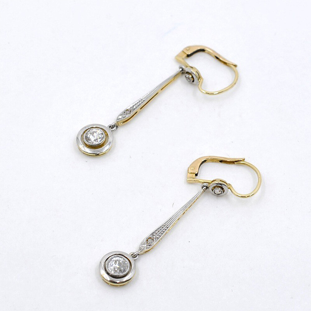 Caravanas Antiguas En Oro 18K, Platino, Brillantes Y Diamantes Caravanas Antiguas En Oro 18K, Platino, Brillantes Y Diamantes