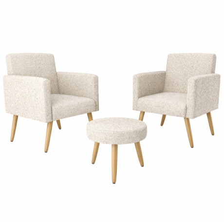 MATRIX Conjunto Decorativo DALLAS 2 Poltronas + Puff color BOUCLE NATURAL VETEADO MATRIX Conjunto Decorativo DALLAS 2 Poltronas + Puff color BOUCLE NATURAL VETEADO