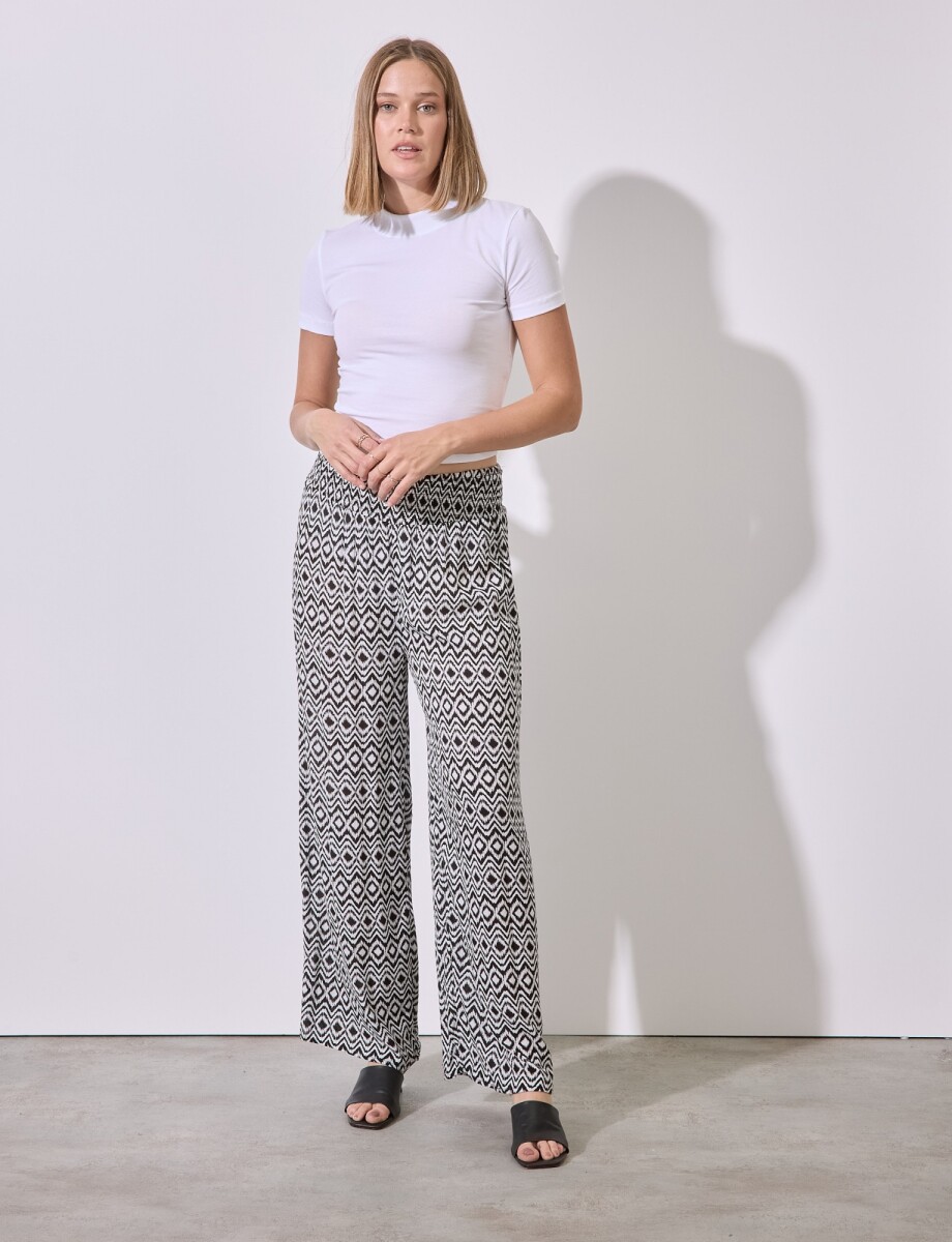 Pantalon Pull On Print - Negro/blanco 