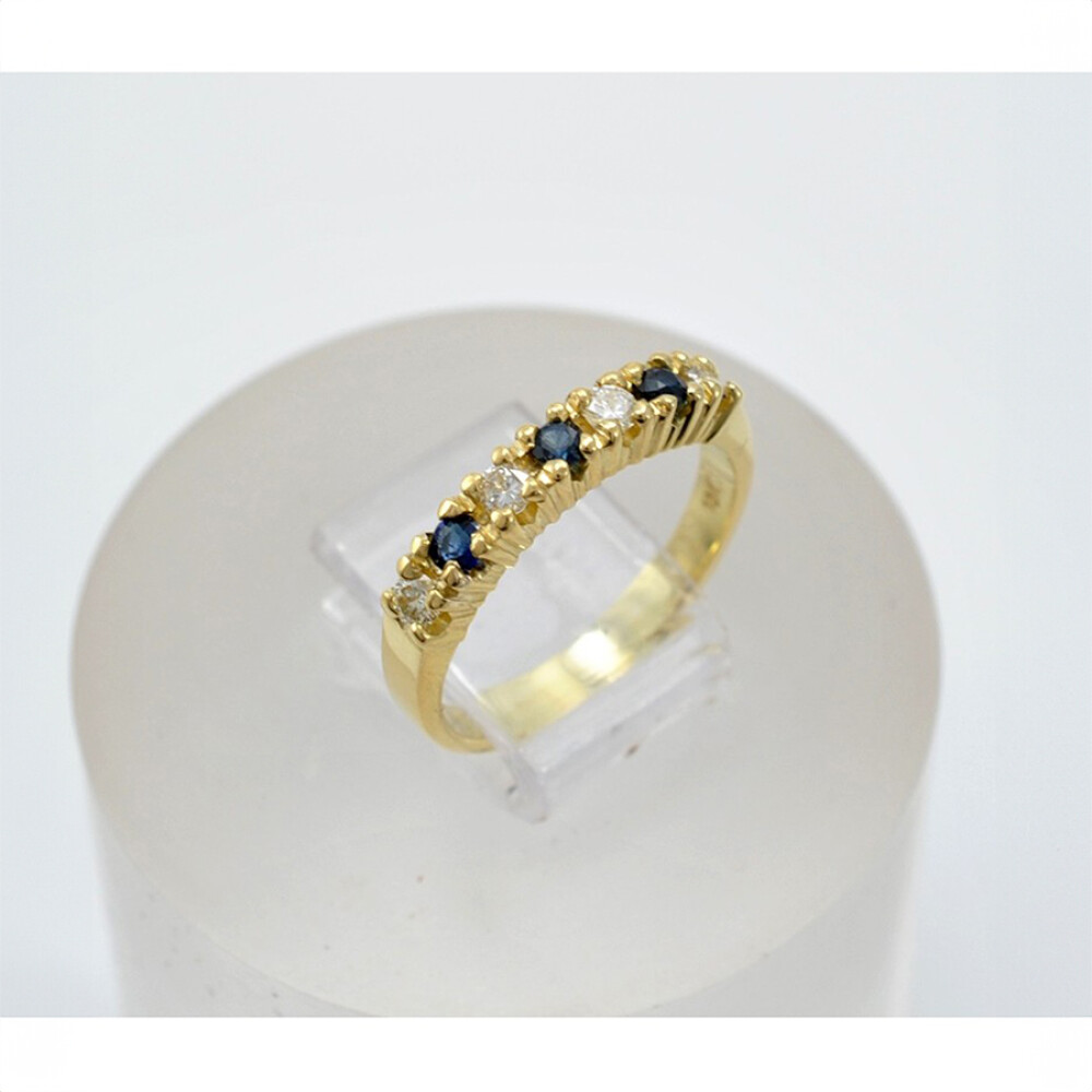 Anillo En Oro 18K Con Brillantes Y Zafiros. Engarce 4 Puntas Anillo En Oro 18K Con Brillantes Y Zafiros. Engarce 4 Puntas