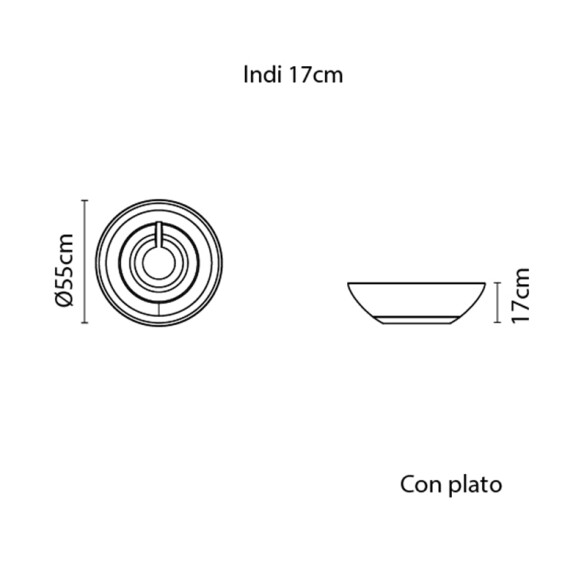 Maceta "INDI" Ø55 X 17cm. símil cemento con plato TD0313