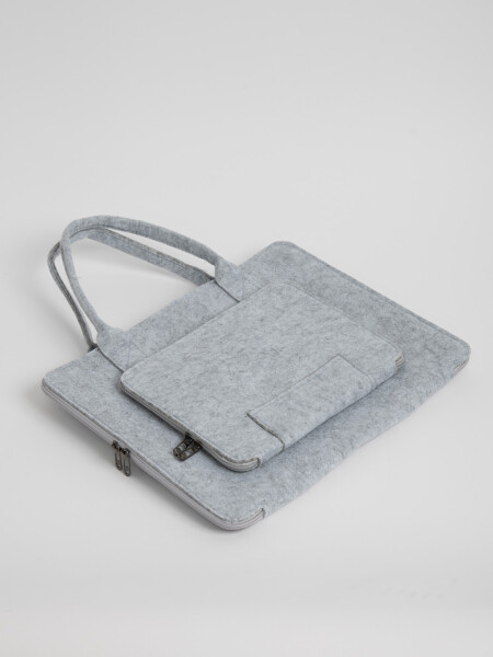 Porta laptop con bolsillo Gris melange