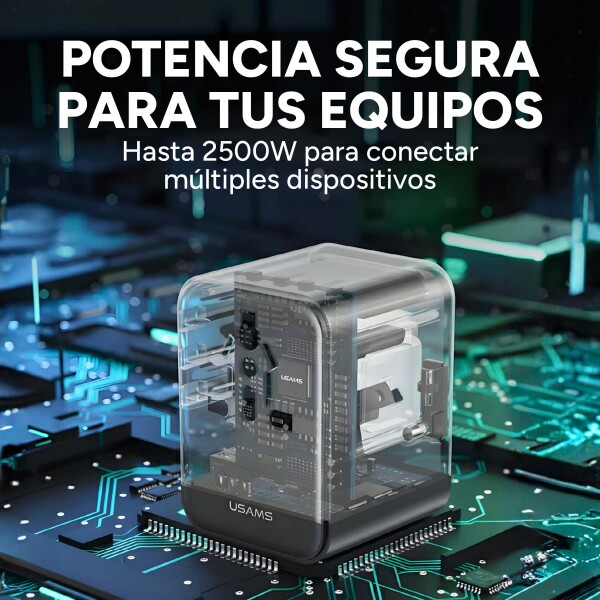 Ficha Cargador Auto Mini Usams 30w Doble Puerto Transparente Negro