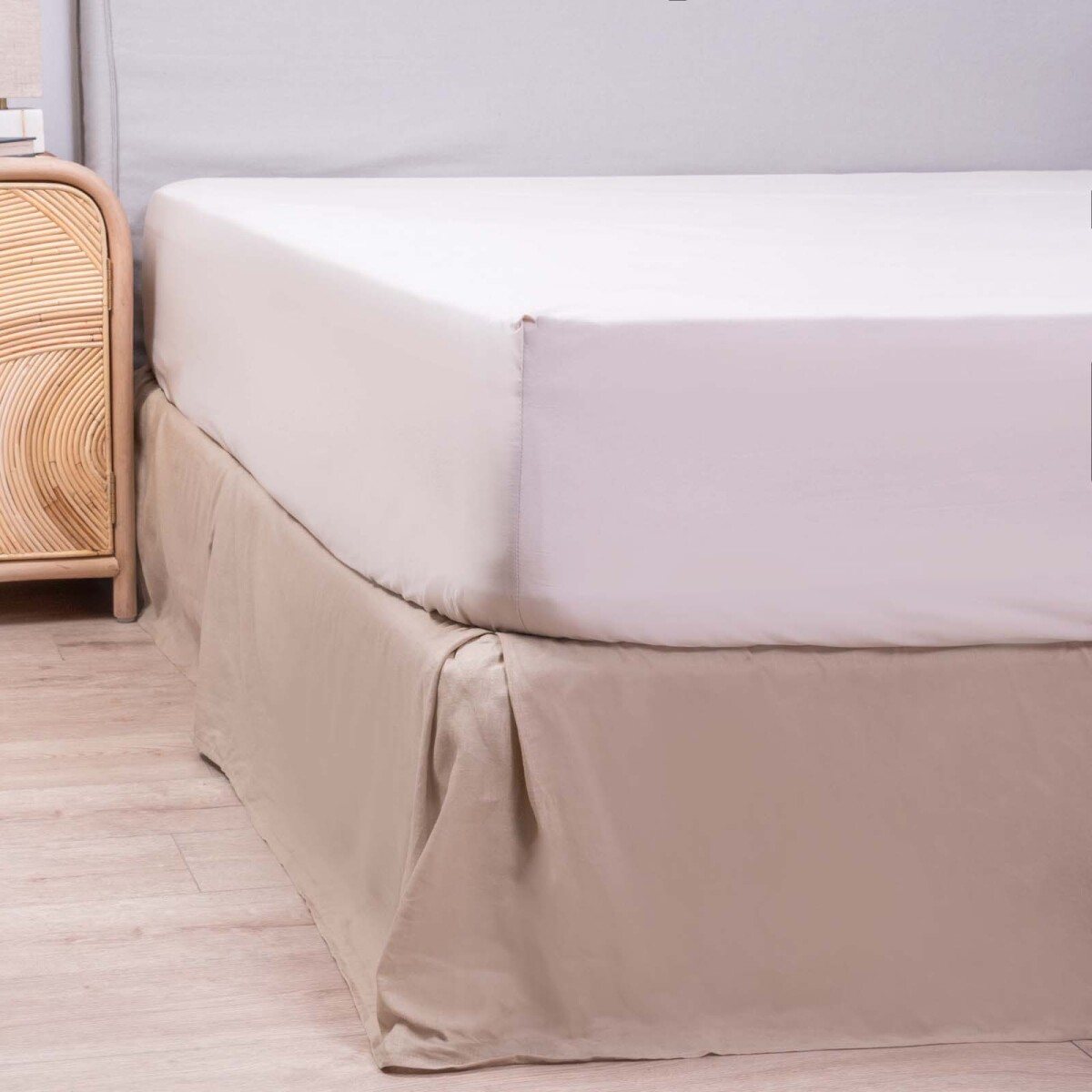 CUBRE SOMMIER - 2 PLAZAS ALGODON NATURAL-BEIGE CLARA ARENA 