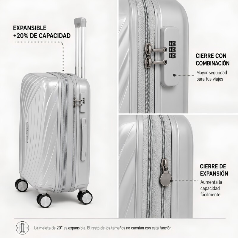 Set x3 Valijas Zenit Florencia Plateado